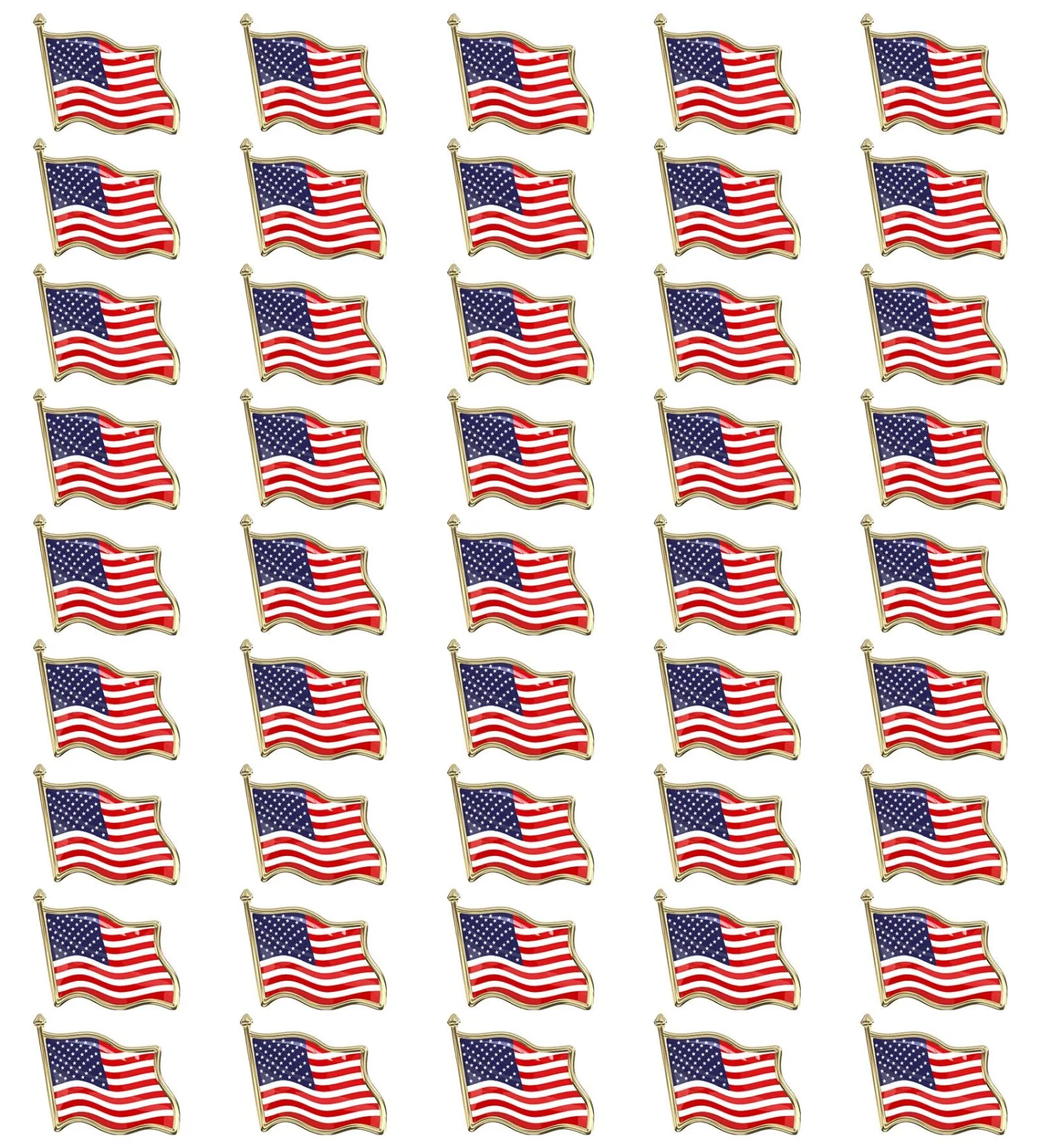 Bassion American flag lapel pins, 50 pack in Red