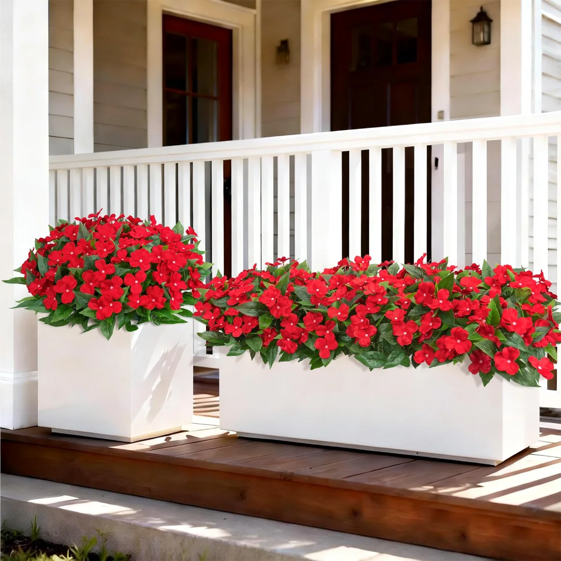 Bassion Artificial impatiens, 6 bundles in Red, view 2