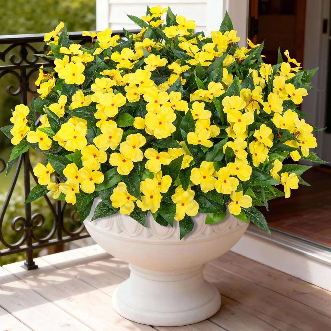 Bassion Artificial impatiens, 6 bundles in Yellow, view 4