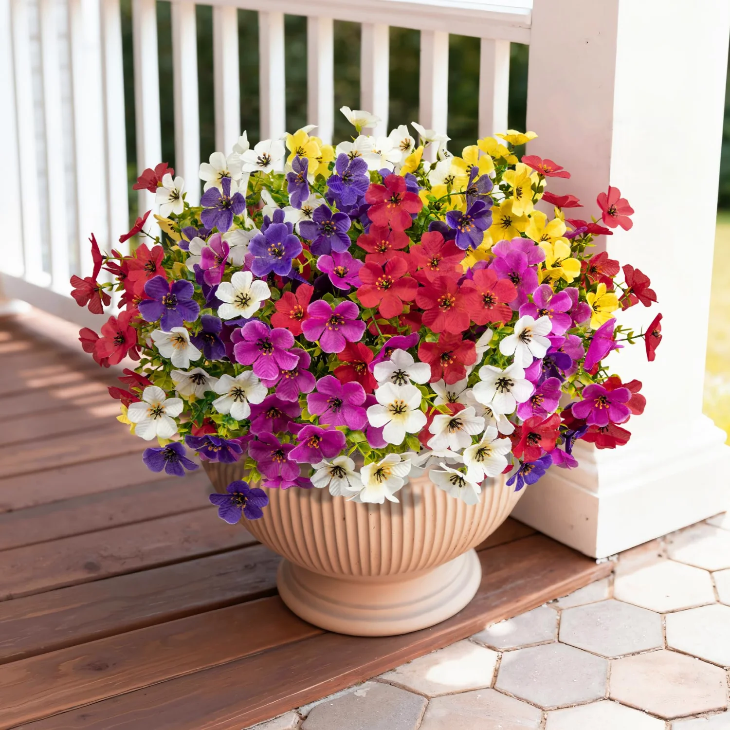 Bassion Artificial violets, 20 bundles in Purple Fuchsia White Yellow Red