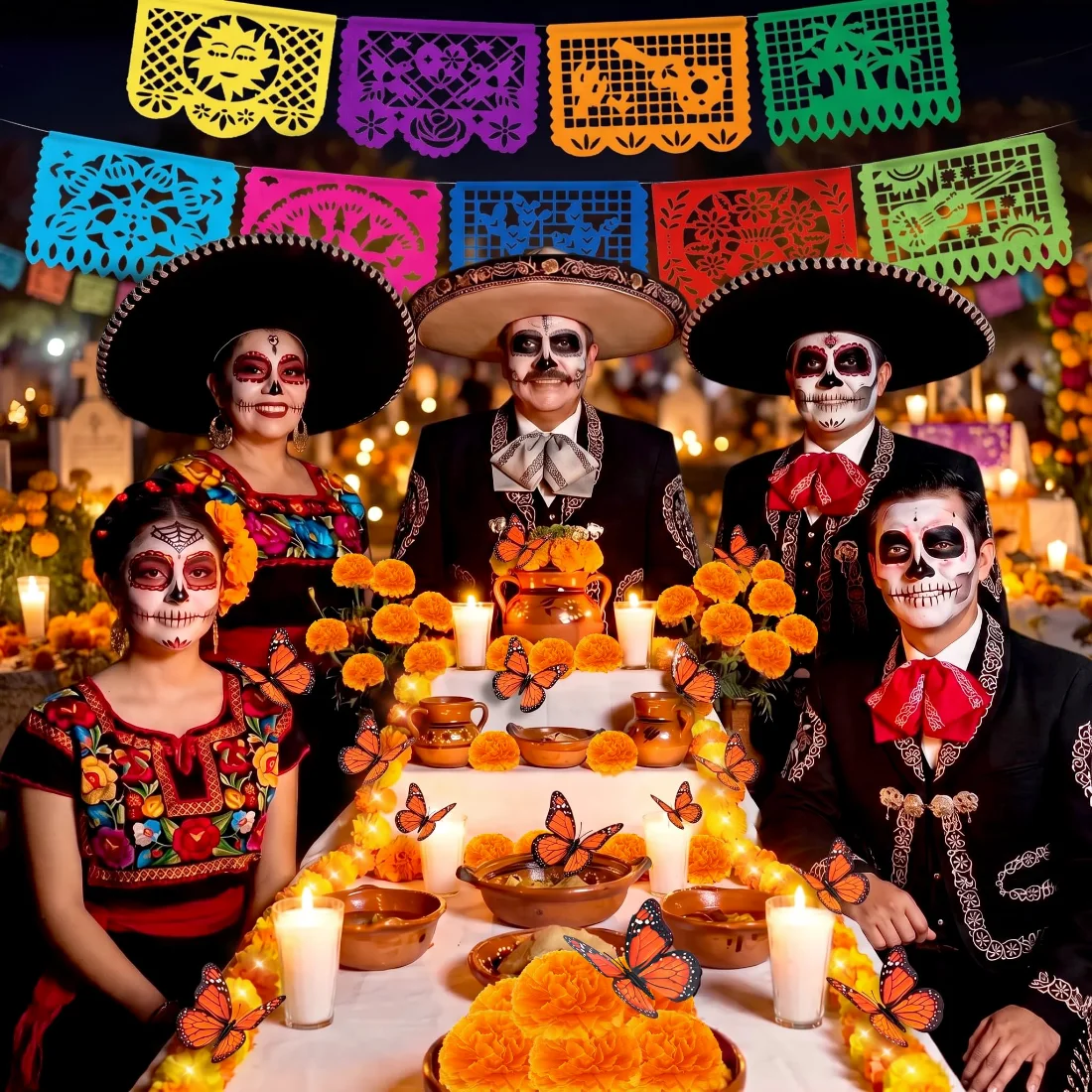 Bassion Day of the Dead marigold set, 85 pieces in Orange and Yellow, view 2