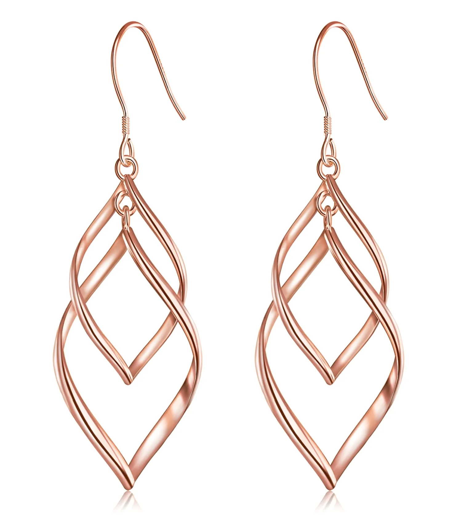 Bassion Double linear drop earrings in Rose Gold