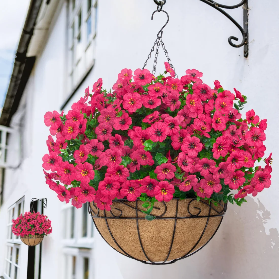 Bassion Hanging basket kit with 12 flower bundles in Fuchsia, view 2