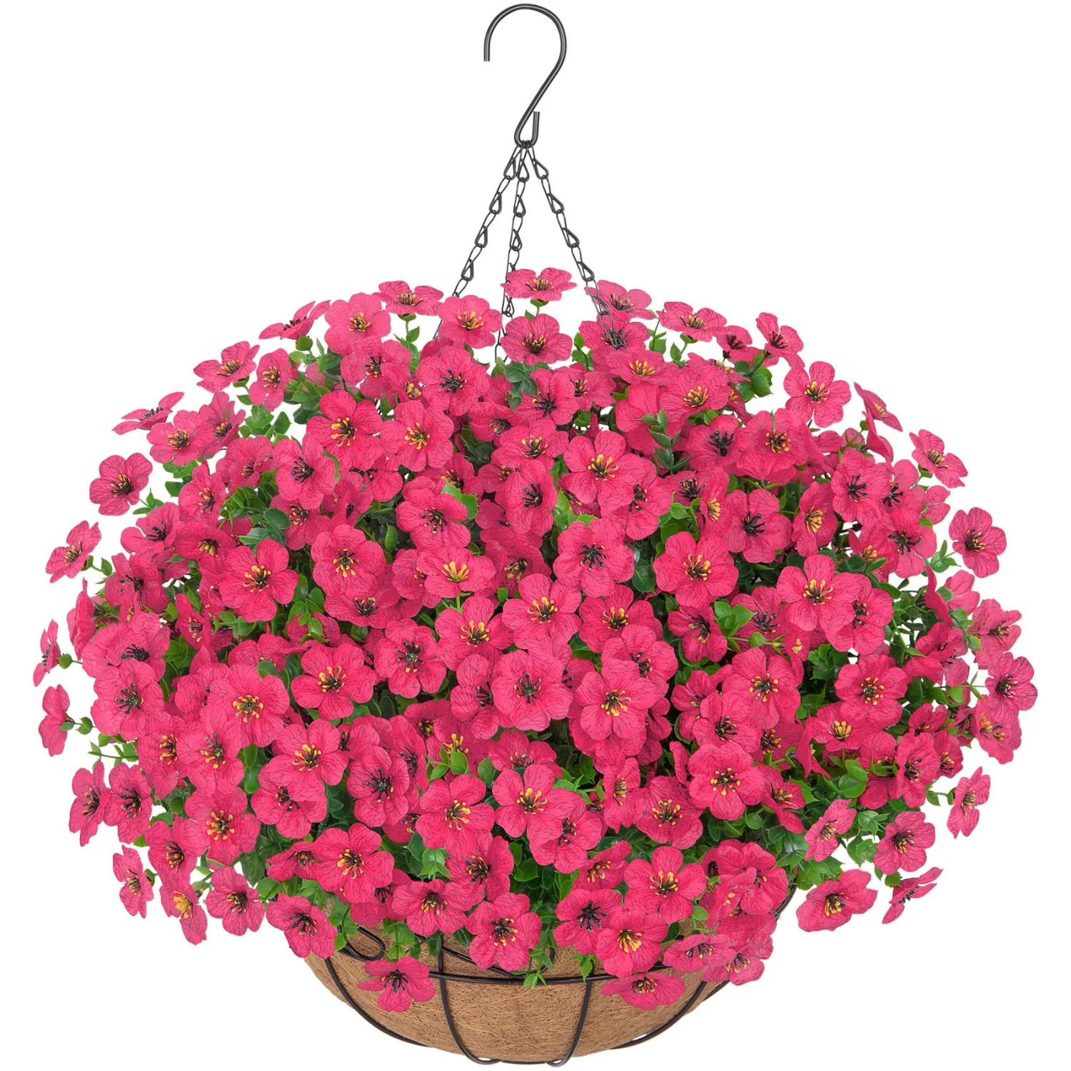 Bassion Hanging basket kit with 12 flower bundles in Fuchsia