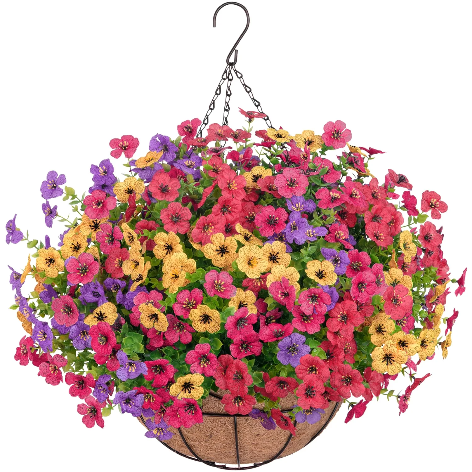 Bassion Hanging basket kit with 12 flower bundles in Mixed