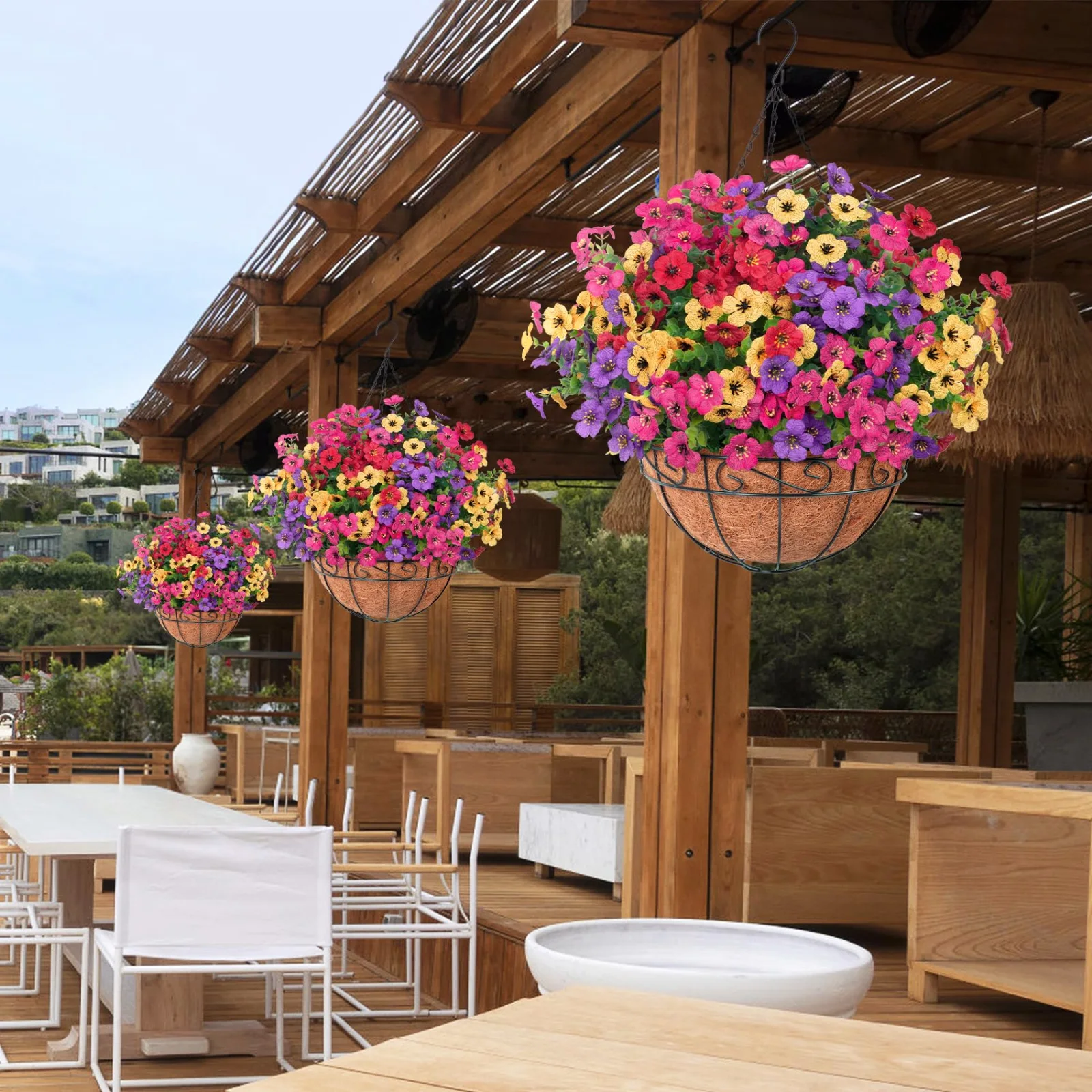 Bassion Hanging basket kit with 12 flower bundles in Mixed, view 4