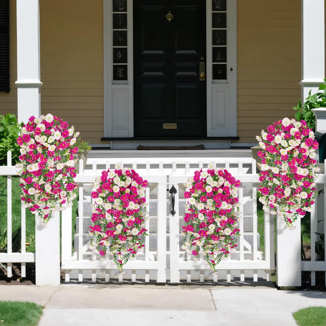 Bassion Hanging petunia bouquets, 2 pack in Fuchsia and Light Pink, view 5
