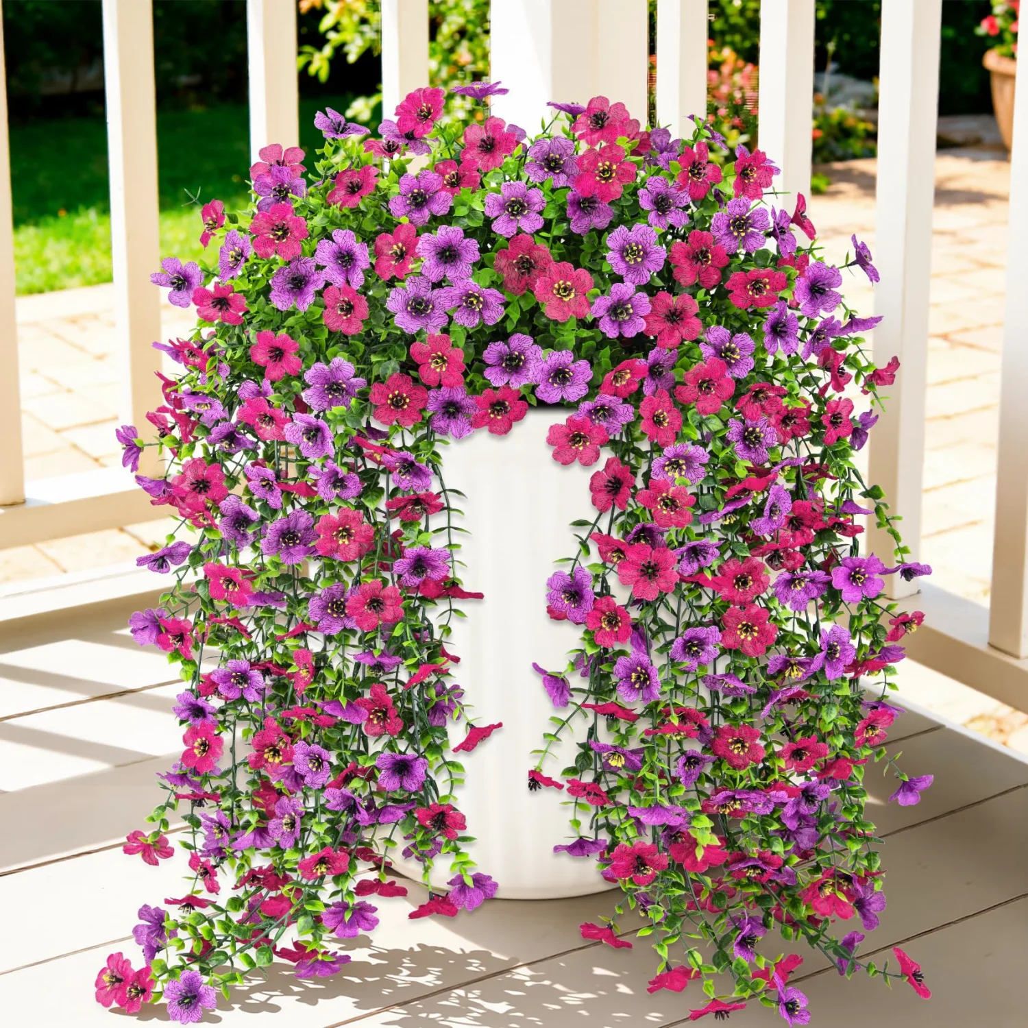 Bassion Hanging flower vines, 4 pack in Rose Red Purple