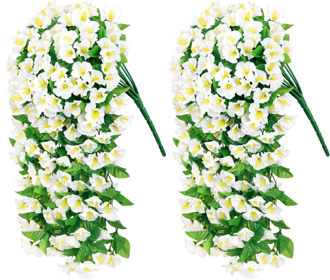 Bassion Hanging petunias, 2 pack in White, view 2