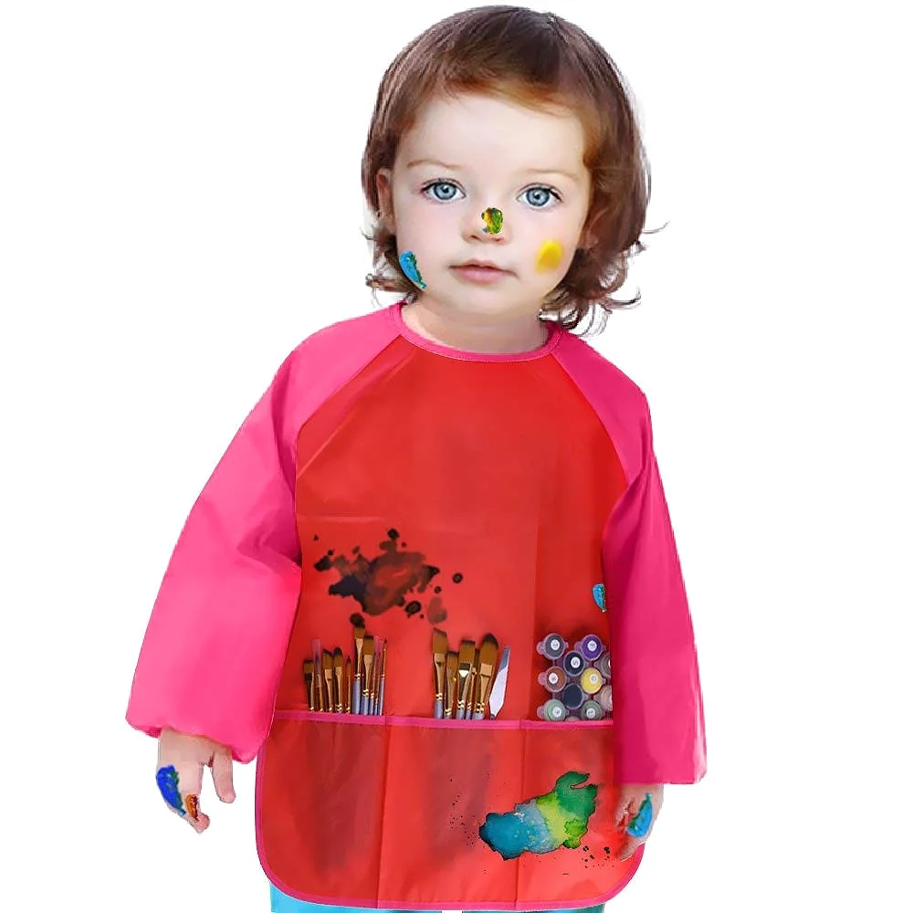 Bassion Kids art smocks in Red Purple, 2-pack, view 5