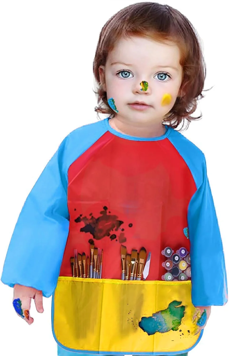 Bassion Kids art smocks in Yellow Blue, 2-pack, view 2