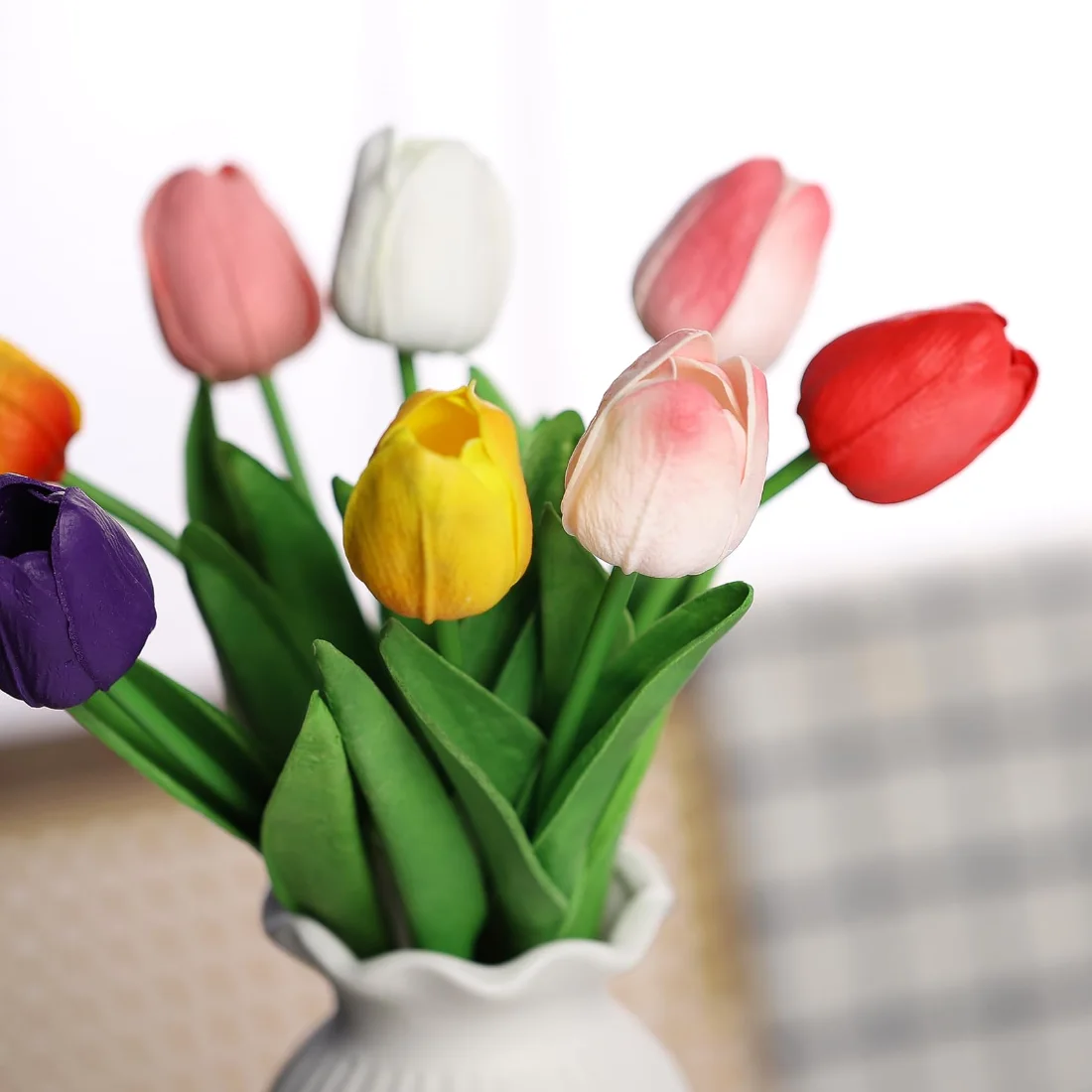 Bassion Real-touch tulips, 30 stems in Multicolor, view 2