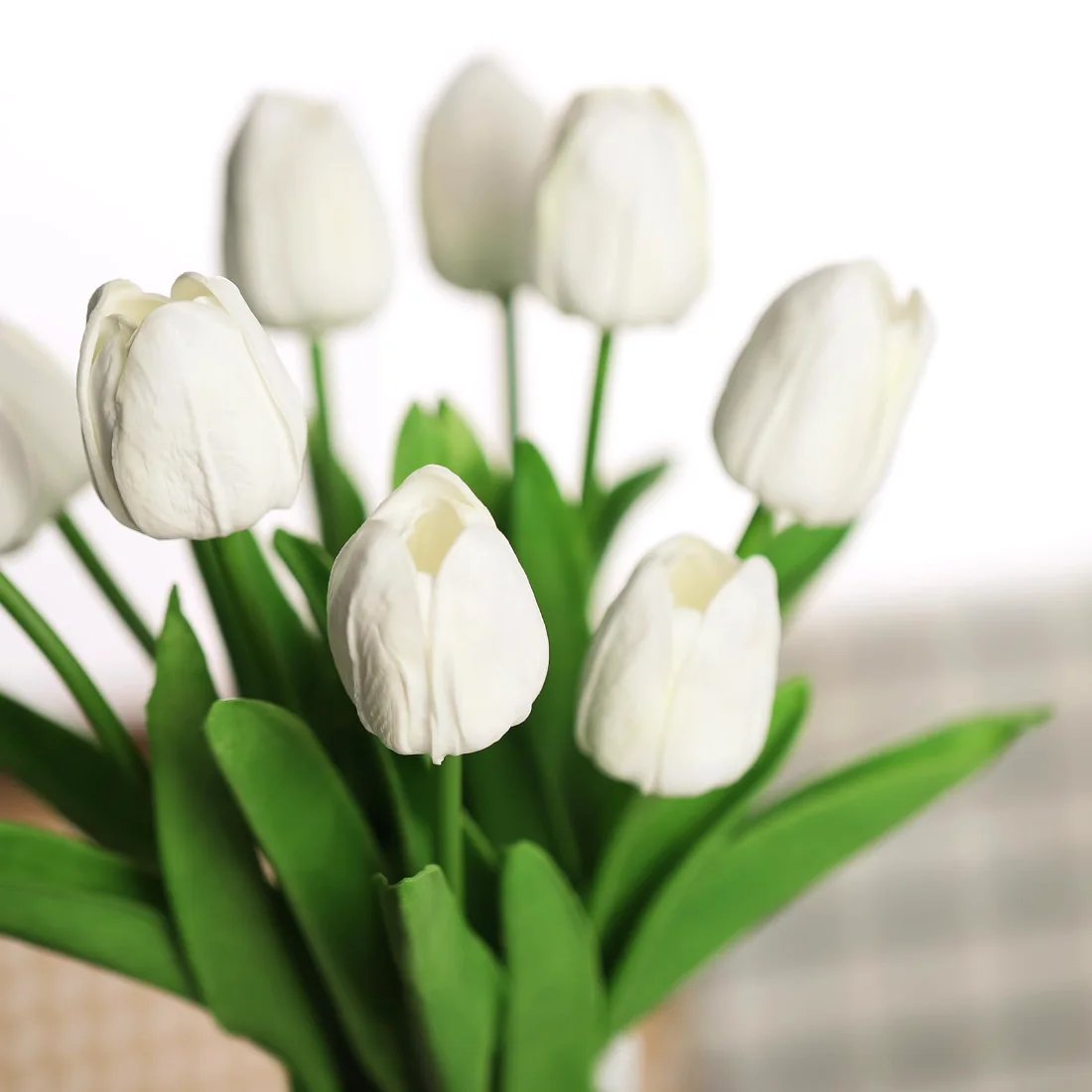 Bassion Real-touch tulips, 30 stems in White, view 2