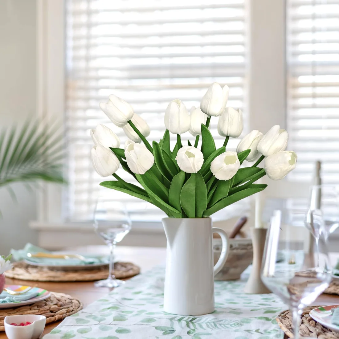 Bassion Real-touch tulips, 30 stems in White, view 3