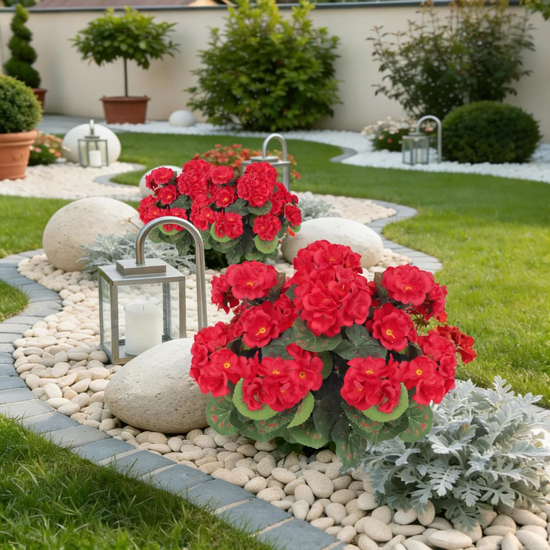 Bassion Fake geraniums, 6 pack in Red, view 5