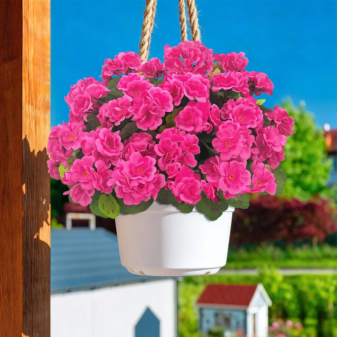 Bassion Fake geraniums, 4 pack in Rose Red, view 3