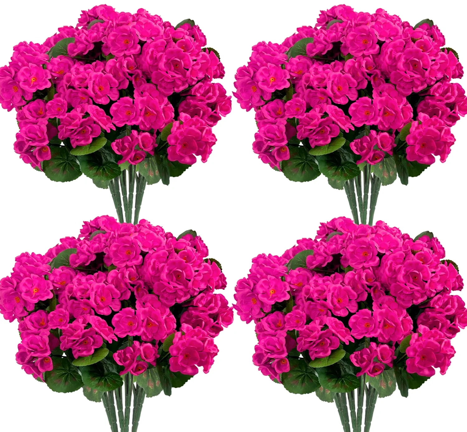 Bassion Fake geraniums, 4 pack in Rose Red