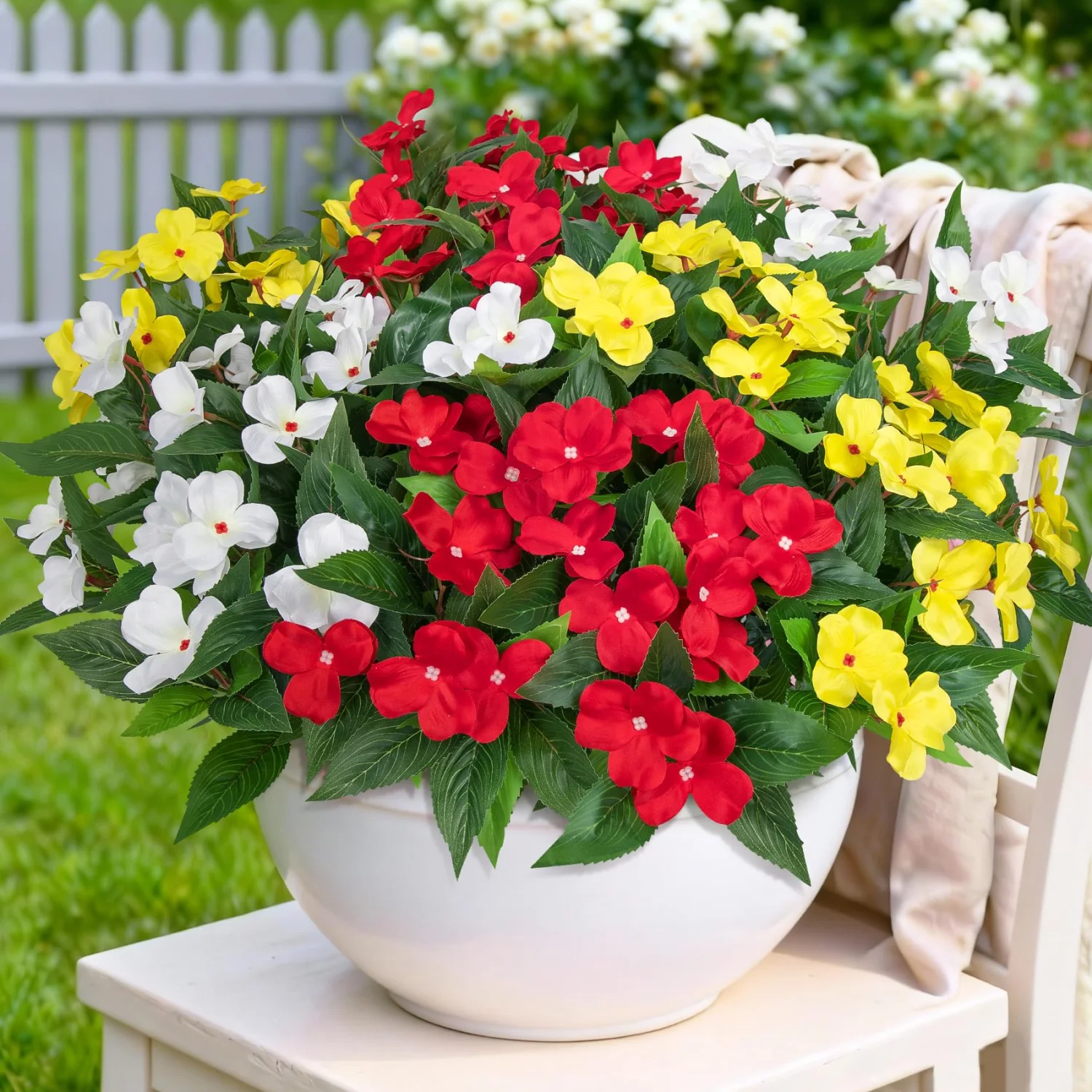 Bassion Artificial impatiens, 6 bundles in Multicolor