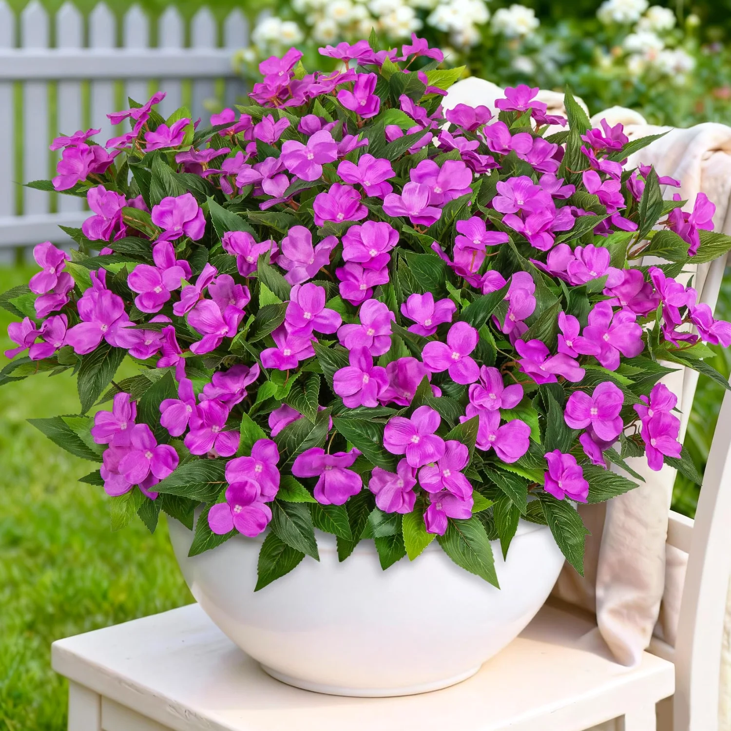 Bassion Artificial impatiens, 6 bundles in Purple