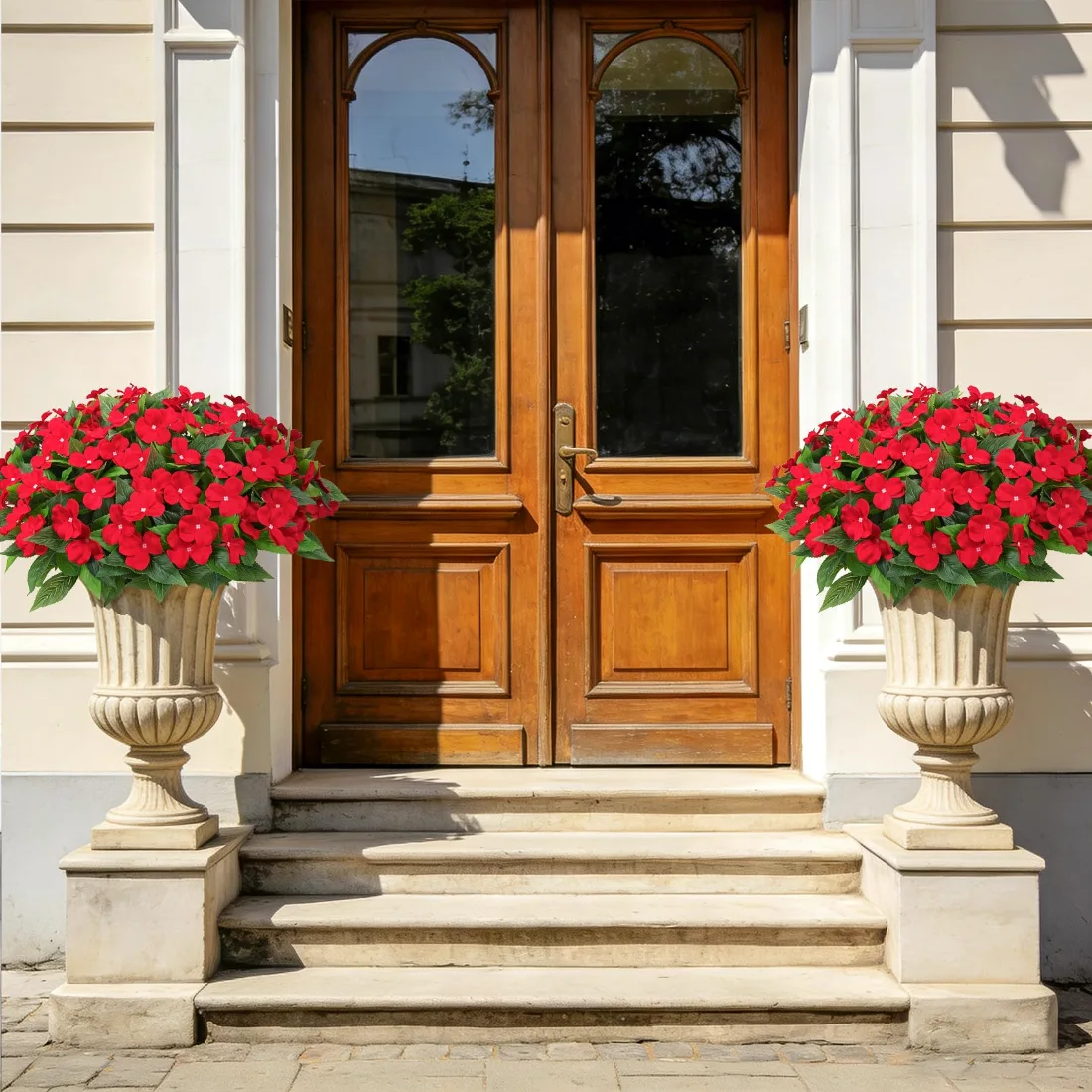 Bassion Artificial impatiens, 6 bundles in Red, view 3