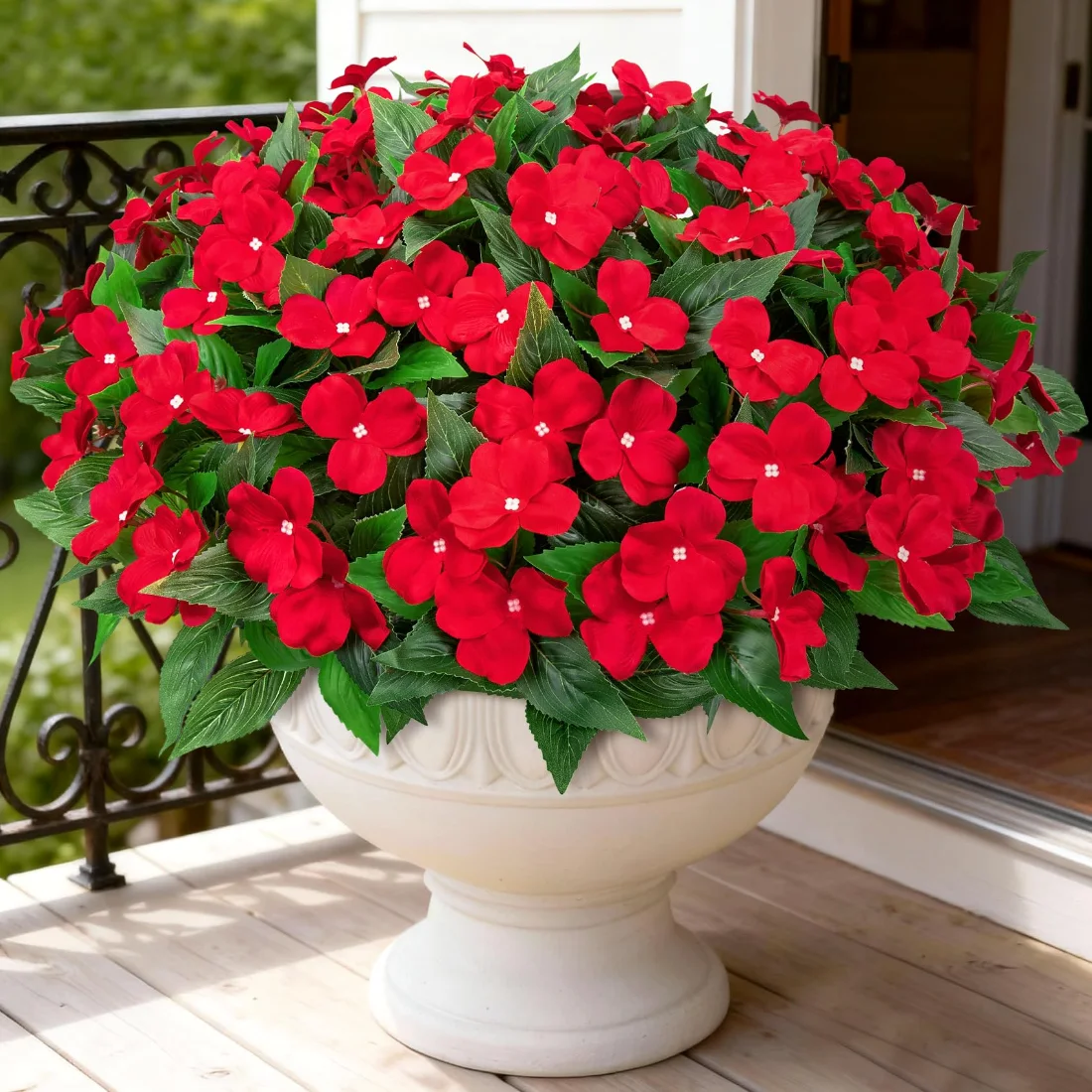 Bassion Artificial impatiens, 6 bundles in Red, view 4