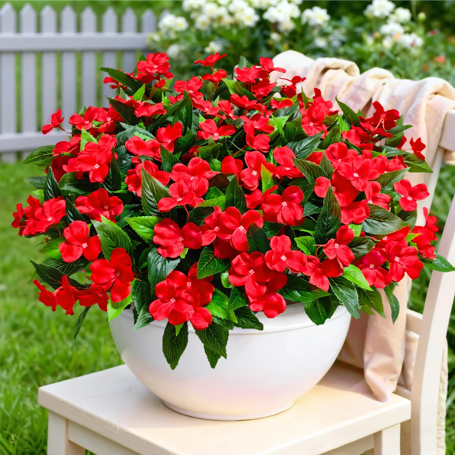 Bassion Artificial impatiens, 6 bundles in Red