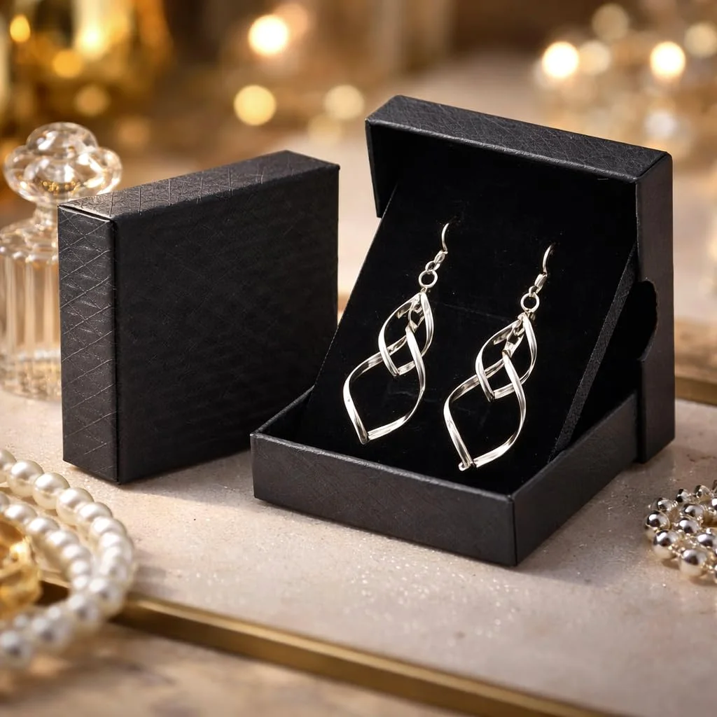 Bassion Double linear drop earrings in Gloss Silver, view 3