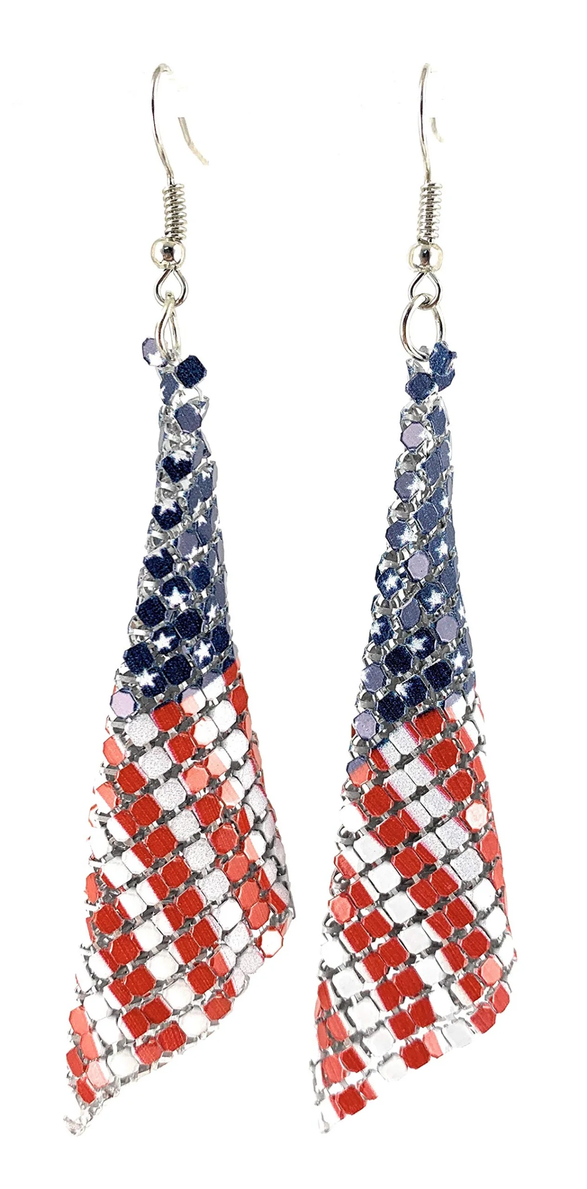 Bassion Stars and Stripes drop earrings in Red, White, Blue and Silver