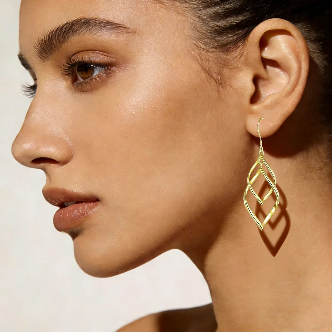 Bassion Double linear drop earrings in Sterling Silver and Gold, view 2