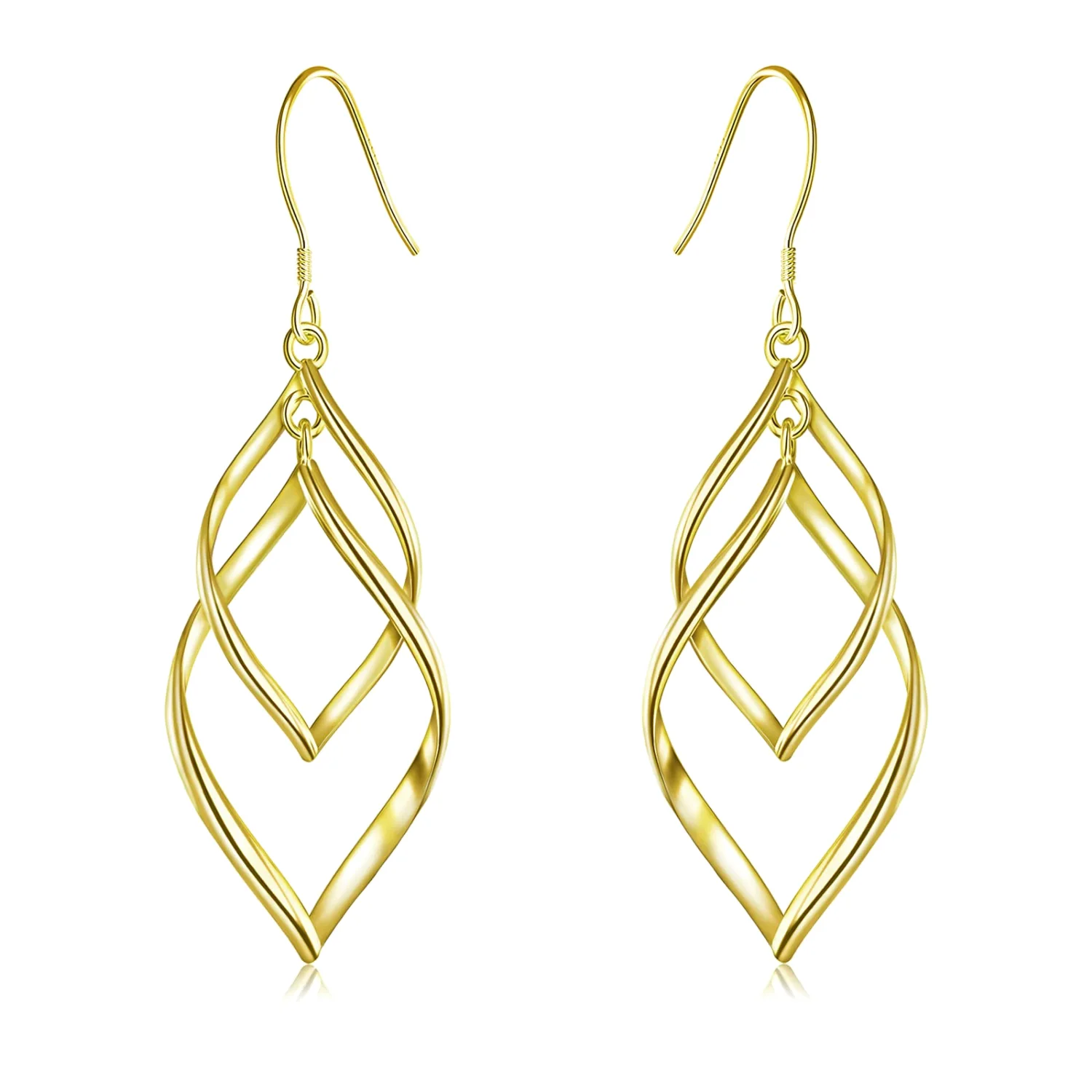 Bassion Double linear drop earrings in Sterling Silver and Gold