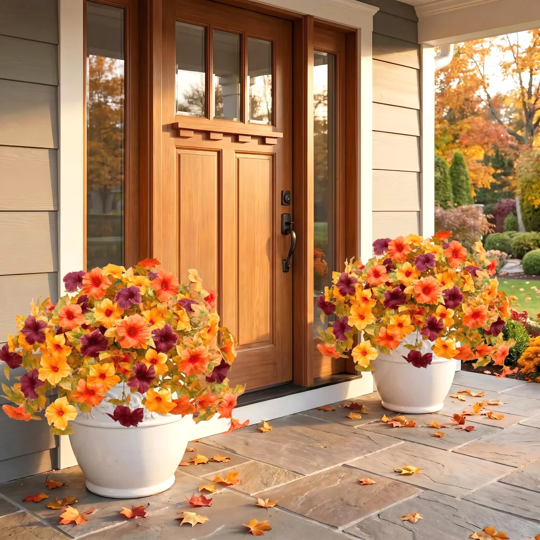 Bassion Large fall flower bushes, 2 pack in Red Orange, view 3
