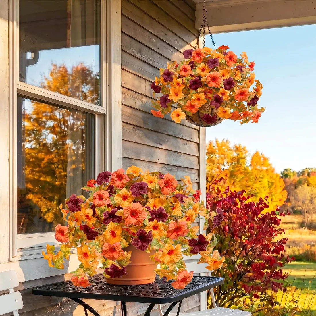 Bassion Large fall flower bushes, 2 pack in Red Orange, view 4