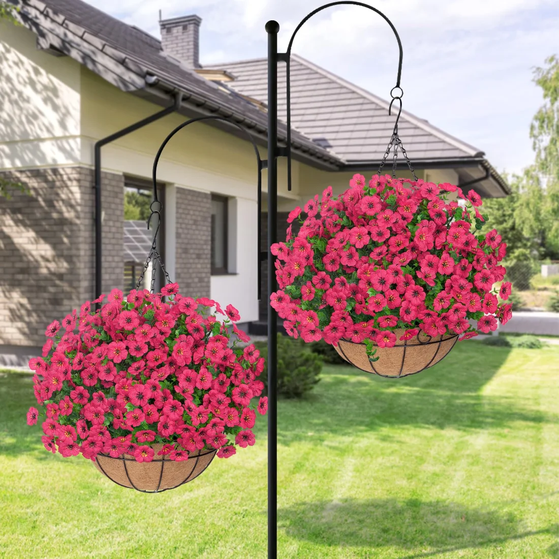 Bassion Hanging basket kit with 12 flower bundles in Fuchsia, view 3