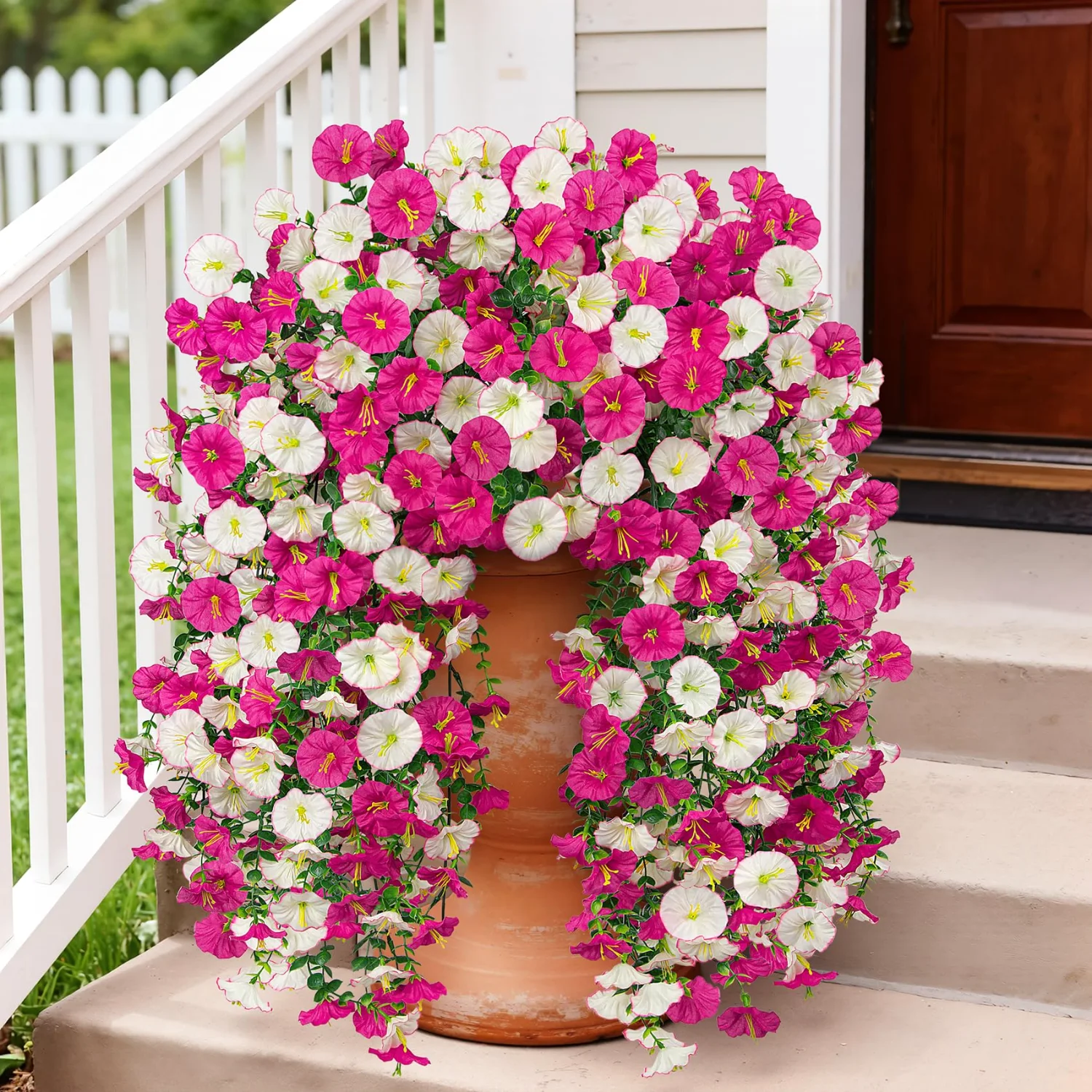 Bassion Hanging petunia bouquets, 2 pack in Fuchsia and Light Pink