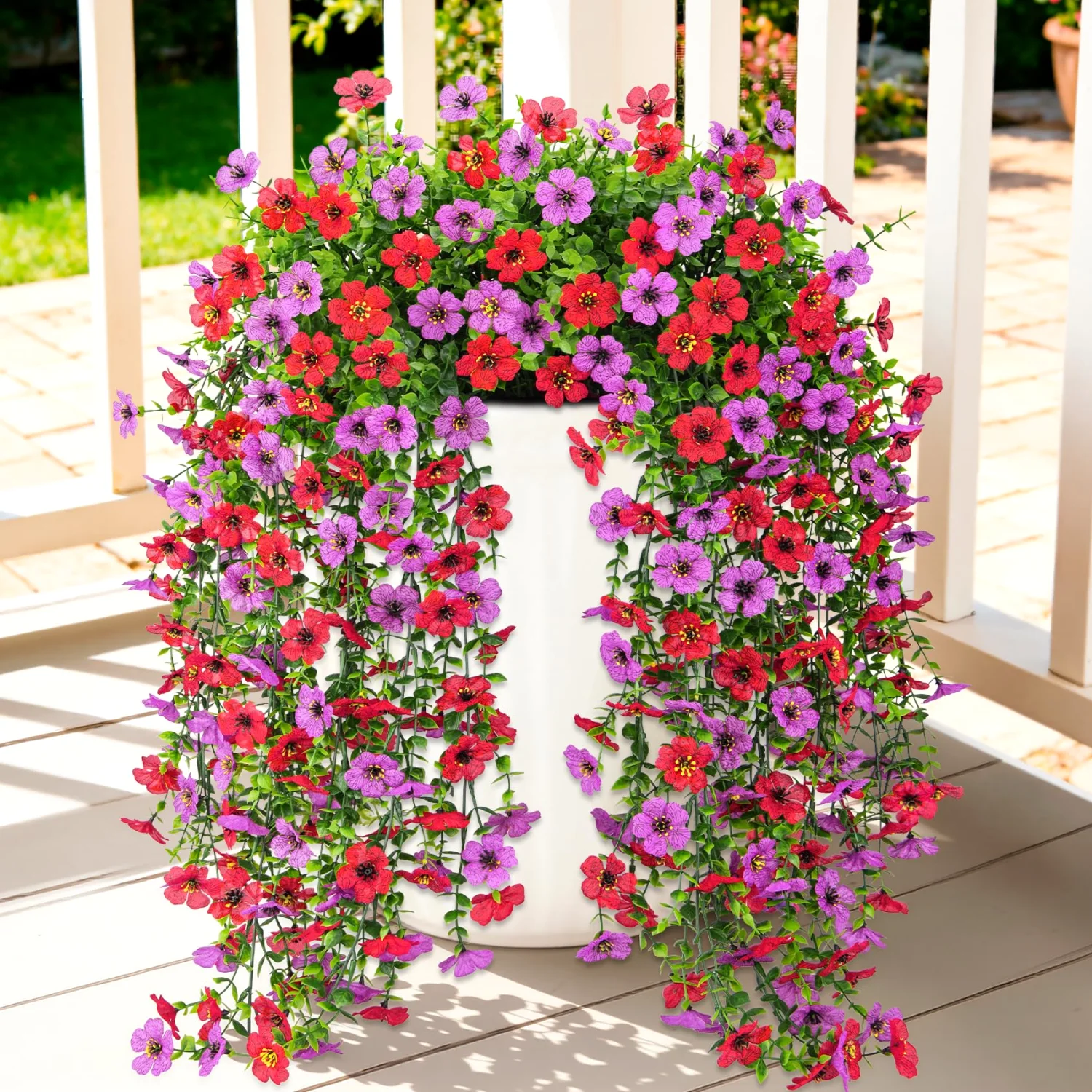 Bassion Hanging flower vines, 4 pack in Red Purple
