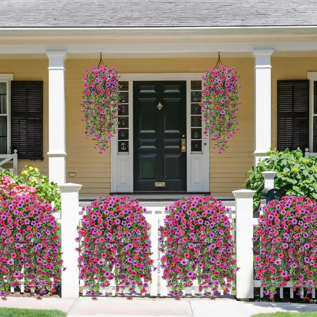 Bassion Hanging flower vines, 4 pack in Rose Red Purple, view 5