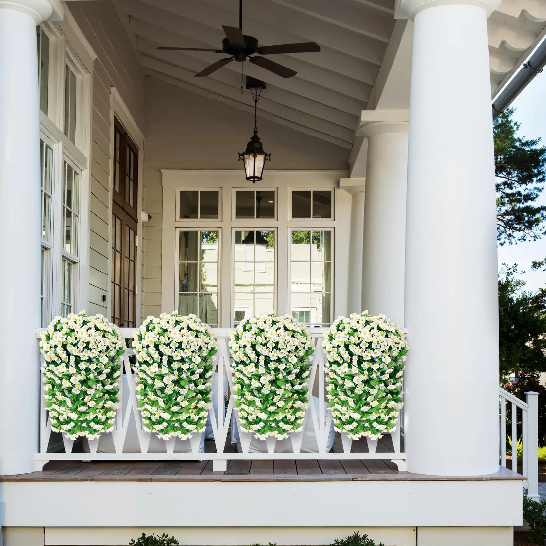 Bassion Hanging petunias, 2 pack in White, view 3