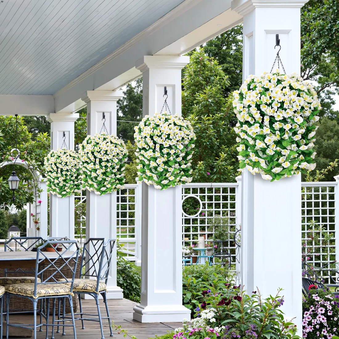 Bassion Hanging petunias, 2 pack in White, view 4