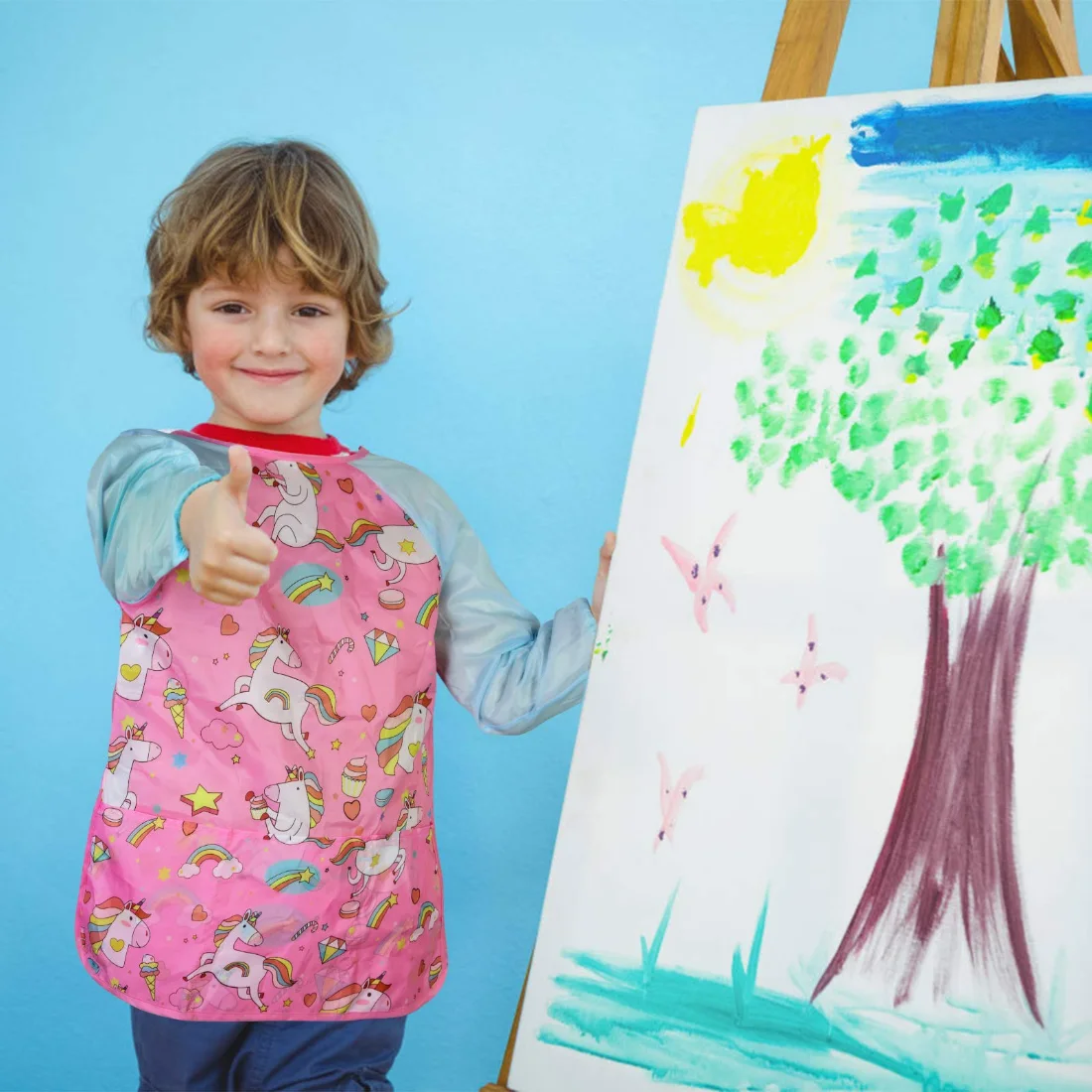 Bassion Kids art smocks in Rainbow Pink, 2-pack, view 2