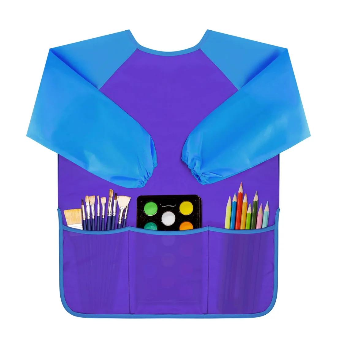 Bassion Kids art smocks in Yellow Purple, 2-pack, view 2