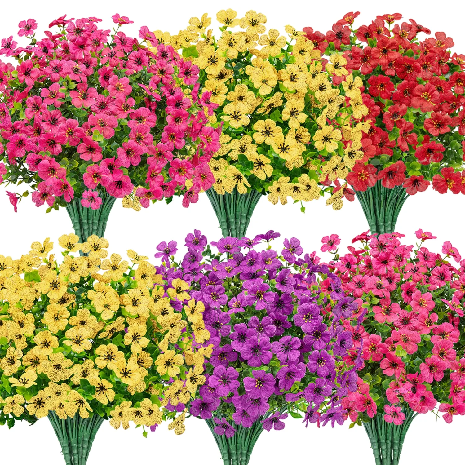 Bassion Outdoor flower bundles, 16 pack in Purple Fuchsia Red Yellow