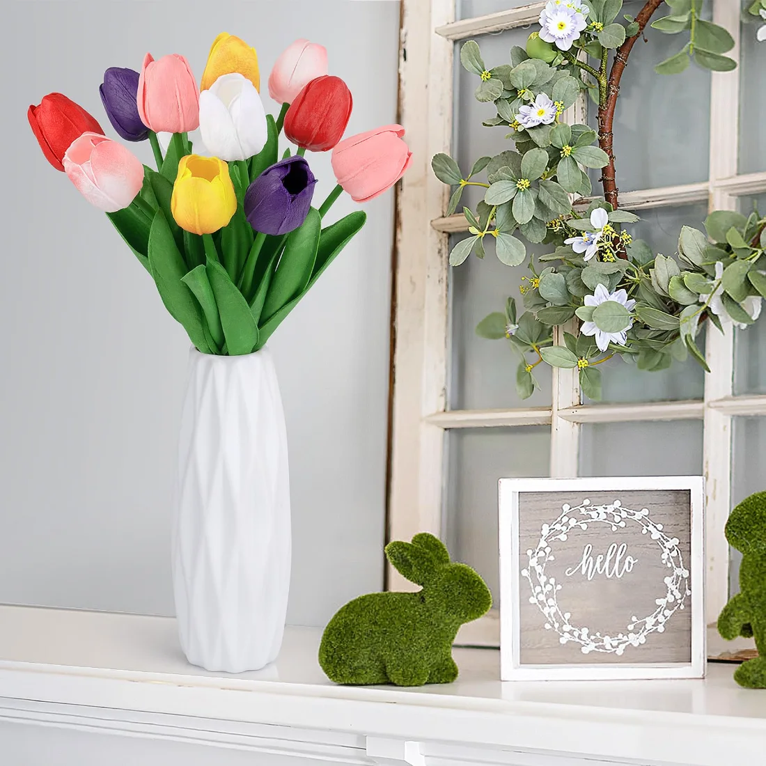 Bassion Real-touch tulips, 30 stems in Multicolor, view 5