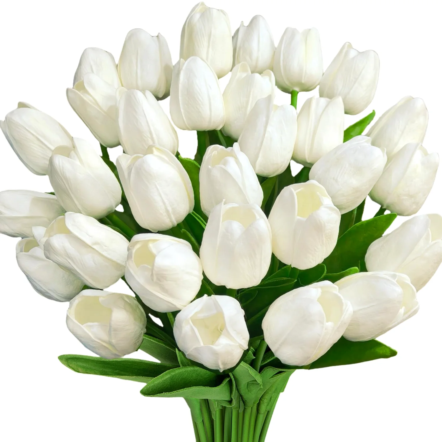 Bassion Real-touch tulips, 30 stems in White